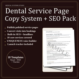 Dental Service Page Copy System | Website SEO Content (docx, xlsx, pdf)