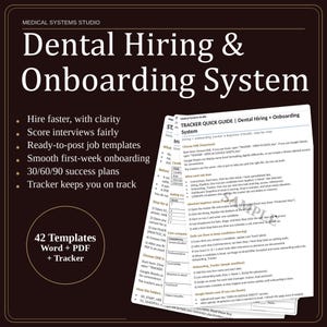 Dental Hiring & Onboarding System | Interview Scorecards + Tracker (Digital Download)