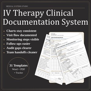 IV Therapy Clinical Documentation System | Infusion Sheet, Vitals Monitoring, Treatment Record (Word/PDF/Excel)