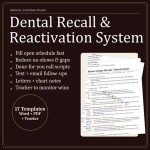 Dental Recall & Reactivation System | Patient Communication Templates (Digital Download)