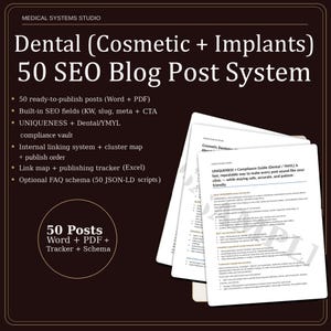 Sistema de publicaciones de blog SEO para odontología / Contenido sobre cosmética e implantes (50 publicaciones)