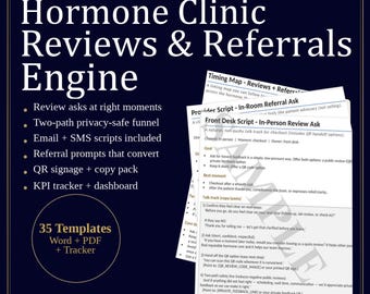 Hormone Clinic Reviews & Referrals Engine | TRT HRT BHRT Reviews qr sign, Scripts (Digital Download)