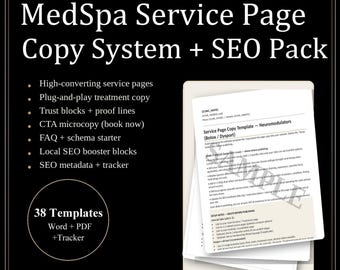 MedSpa Service Page Copy System | SEO & Treatment Templates (Digital Download)
