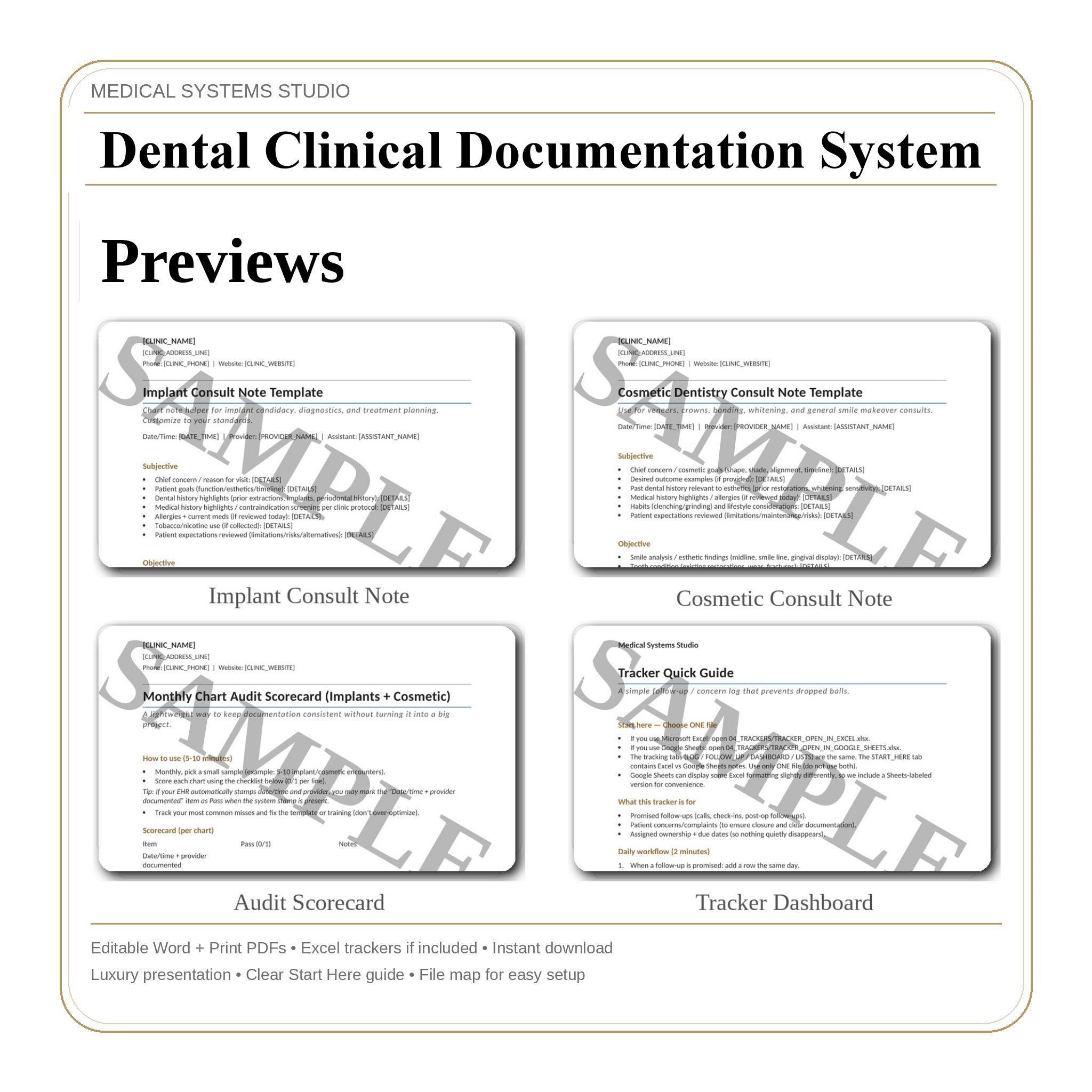 Dental Clinical Documentation System | Implant & Cosmetic Templates ...