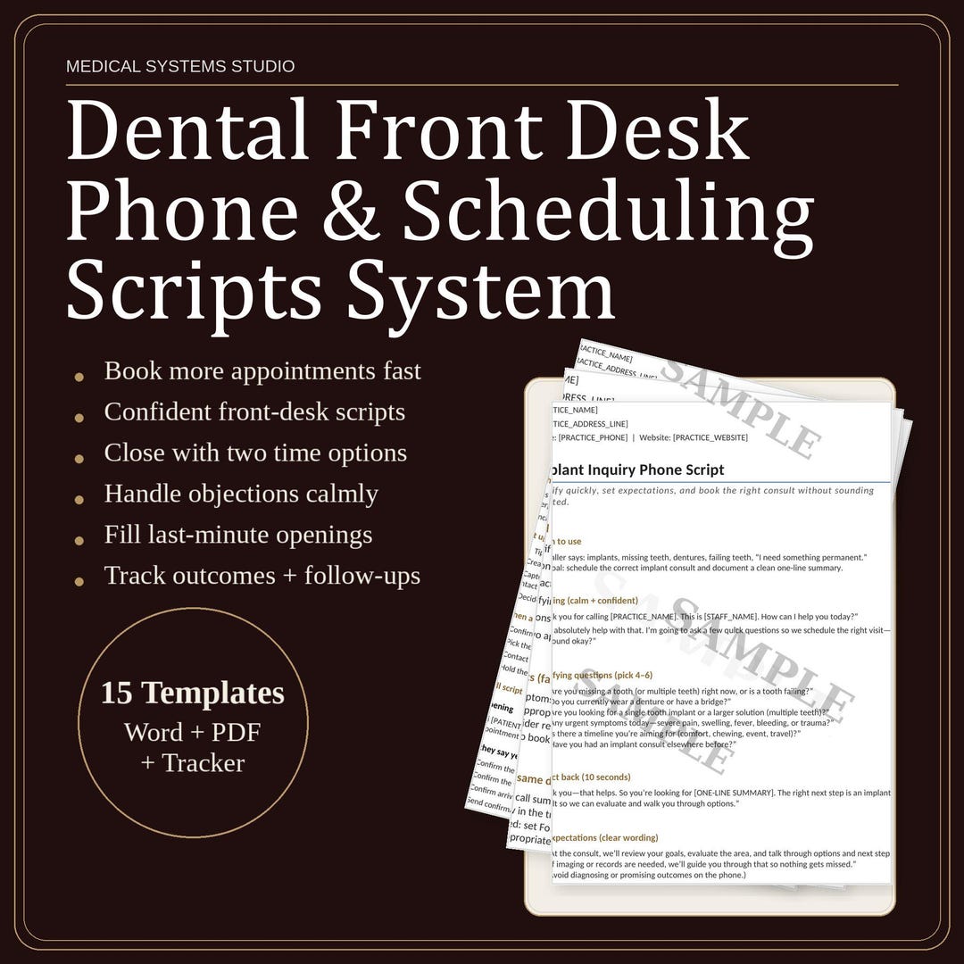 Dental Front Desk Phone Script System | Implant & Veneer Scheduling ...