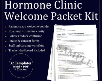 Hormone Clinic Welcome Packet Kit | TRT HRT BHRT Program Roadmap, Policies (Word/Pdf/Tracker)