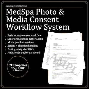 Modulo di consenso per foto e media MedSpa / Sistema di flusso di lavoro clinico (download digitale)