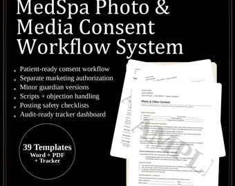 MedSpa Photo & Media Consent Form | Clinic Workflow System (Digital Download)