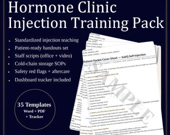 Hormone Clinic Injection Training Pack | TRT/HRT/BHRT | Sop, Competency, Storage/Supplies (Digital Download)