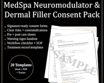 MedSpa Injectables Consent Forms | Botox, Dermal Filler (Digital Download)