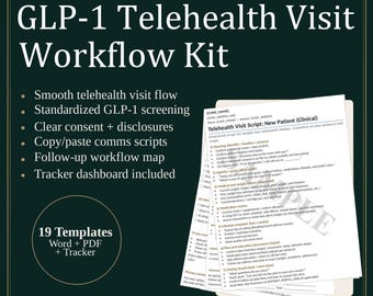 GLP-1 Telehealth Visit Workflow Kit | Medical Weight Loss Clinic (Digital Download)