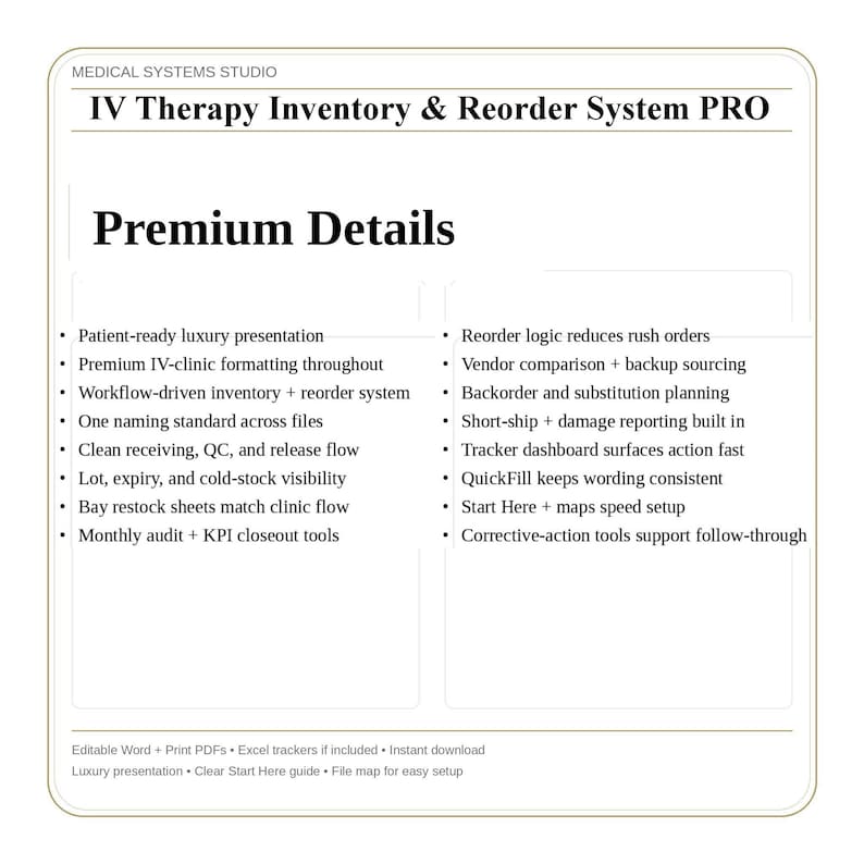 IV Therapy Inventory & Reorder System PRO | Supply Tracker, Reorder ...