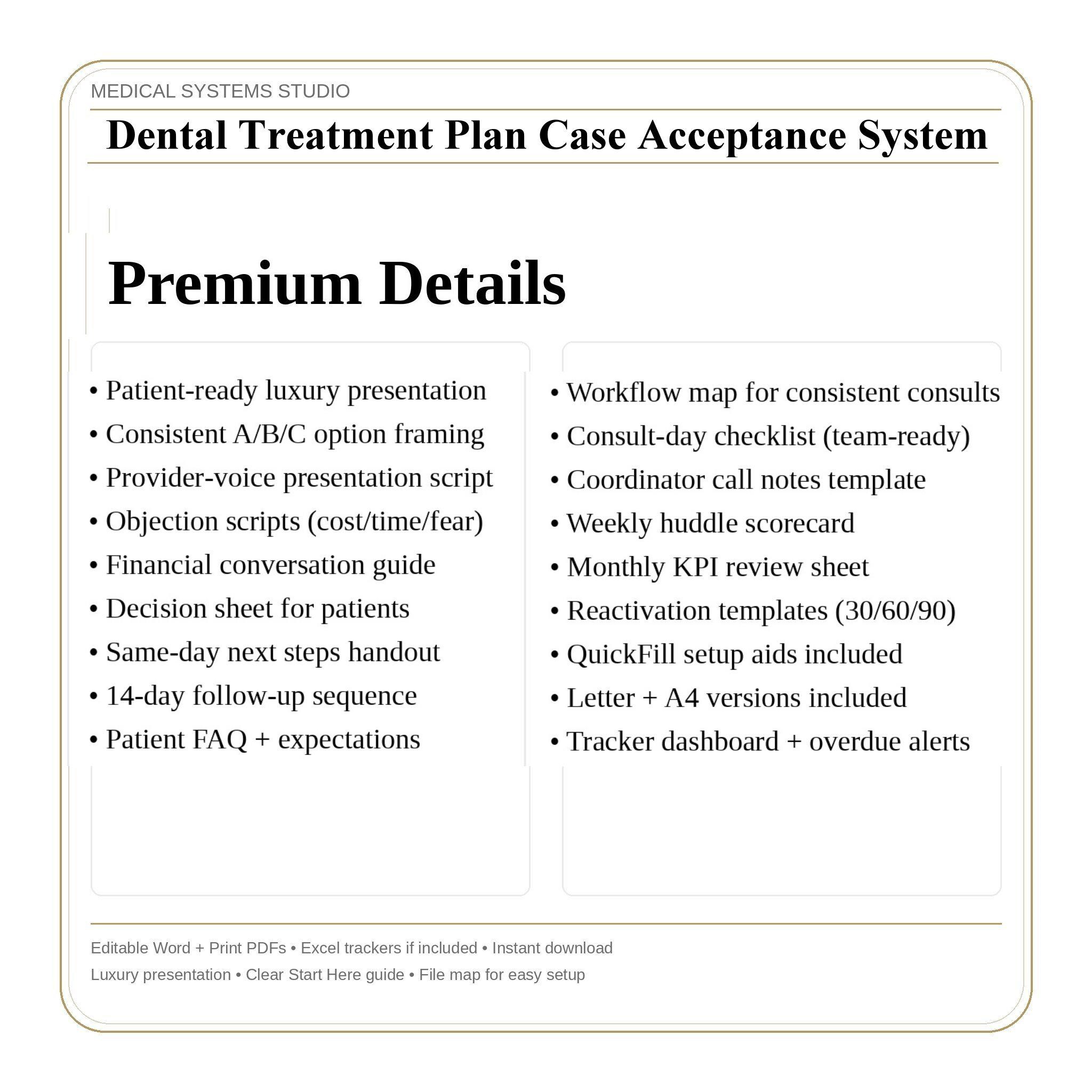 Dental Treatment Plan Case Acceptance System | Scripts + Tracker ...