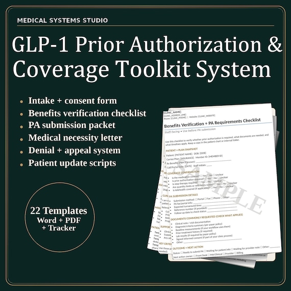 GLP-1 Prior Authorization & Insurance Coverage Toolkit | Clinic Workflow Templates