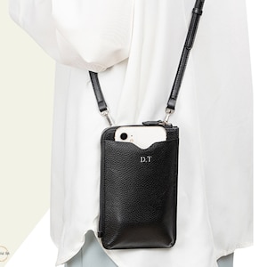 Genuine Leather Crossbody Bag | Cell Phone Case Wallet | Large Capacity Shoulder Bag | Mobile Phone Wallet and Bag 2 in 1 | Crossbody Wallet