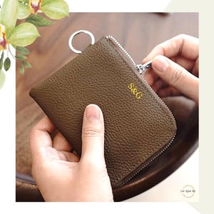 Small Leather Wallet with Keyring to Attach | Personalized Leather Wallet | Small Leather Coins Pocket | Personalized Leather Wallet |