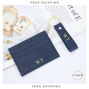 Schlüsselanhänger und Geldbörse aus Leder | Personalisierter Kartenhalter | Einweihungsgeschenk | Personalisierte Geschenkbox | Minimalistisches Geschenk | Hausparty-Geschenk