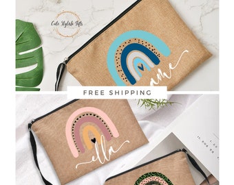 Back to School Personalized Bag | Travel Neceser | Zipper Pouch | Customized Name Toiletry Organizer | Rainbow Bag