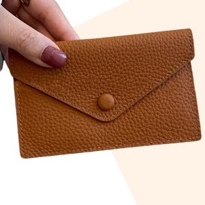 Personalisierte Leder-Umschlag-Geldbörse | Leder-Umschlag-Geldbörse | Damen-Geldbörse mit Umschlag aus Leder | Personalisiertes Portemonnaie | Personalisierte Geldbörse
