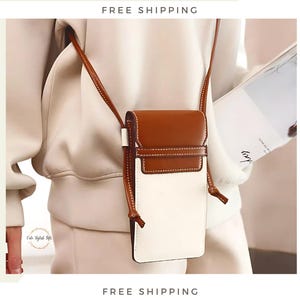 Real Leather Mobile Phone Bag & Wallet 2 in 1  | Cell Phone Case Wallet | Genuine Leather Bag | Crossbody Bag | Large Capacity Shoulder Bag