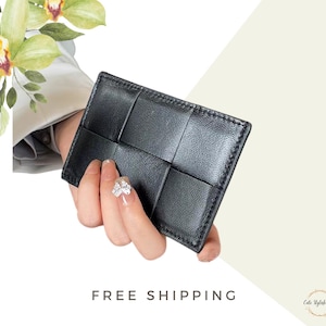 Personalisierter Kartenhalter aus Leder | Personalisiertes Portemonnaie | Minimalistisches Portemonnaie | Monogramm-Geldbörse | Kartengeldbörse | Damenbrieftasche mit Initialen