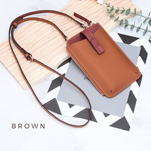 Genuine Leather Crossbody Bag | Cell Phone Case Wallet | Large Capacity Shoulder Bag | Mobile Phone Wallet and Bag 2 in 1 | Crossbody Wallet