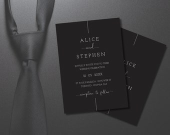 Editable Classic Black-Tie Wedding Invitation | Digital Download | Customizable Sophisticated Invite | Instant Printable Access