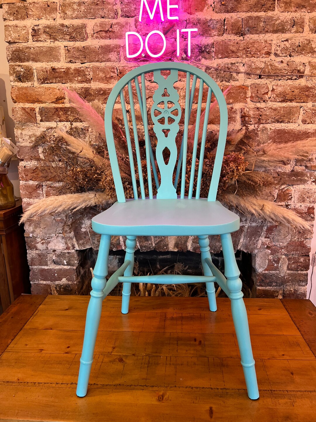 Wheel Back Chair in Christabelle Blue Etsy UK