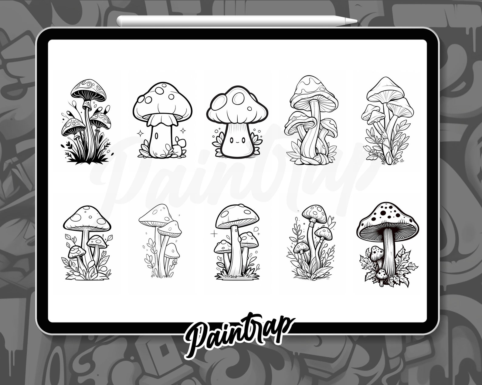Magic Mushroom Stamp Brushes for Procreate - 70 Mushrooms Stamp Brushes ...