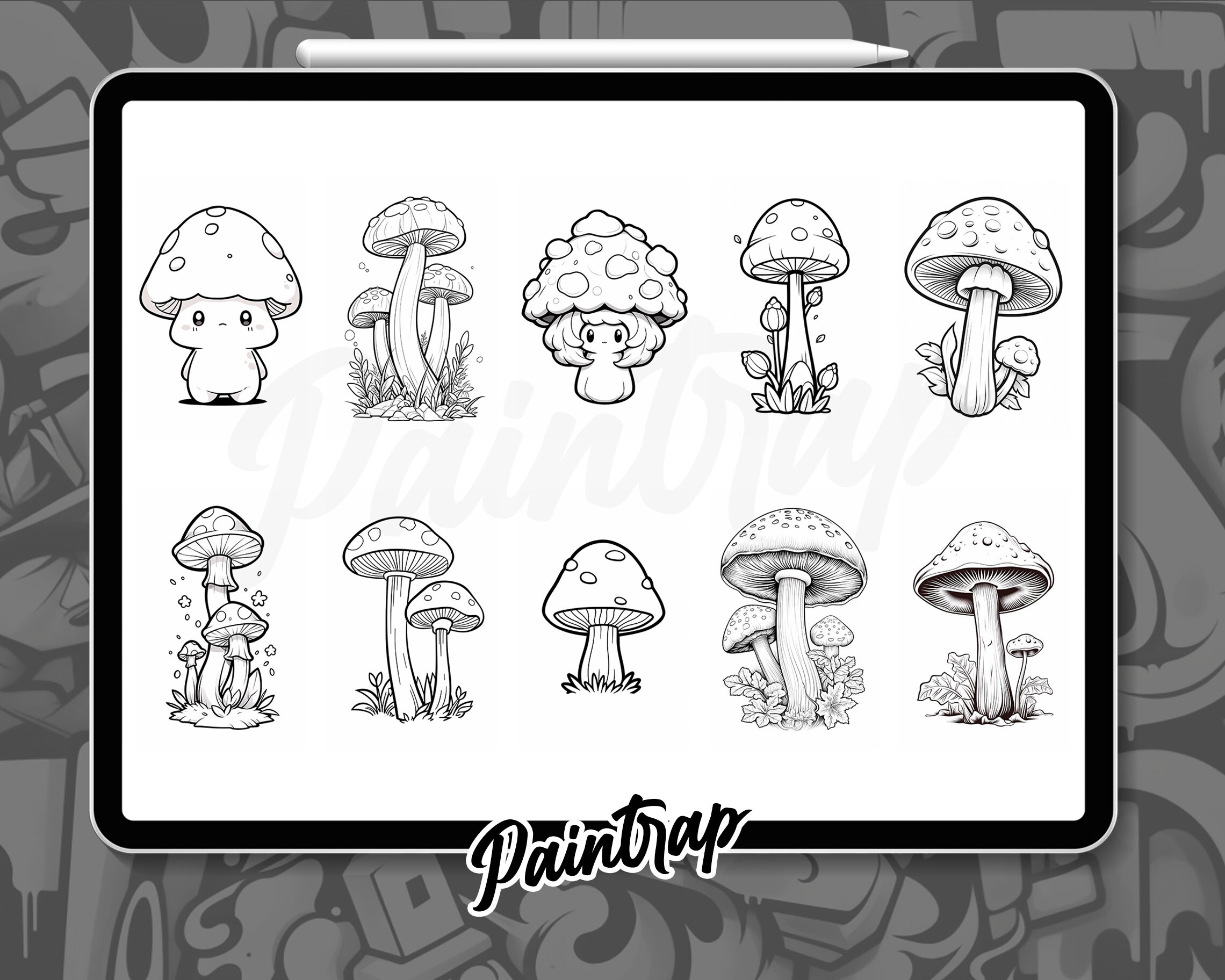 Magic Mushroom Stamp Brushes for Procreate - 70 Mushrooms Stamp Brushes ...