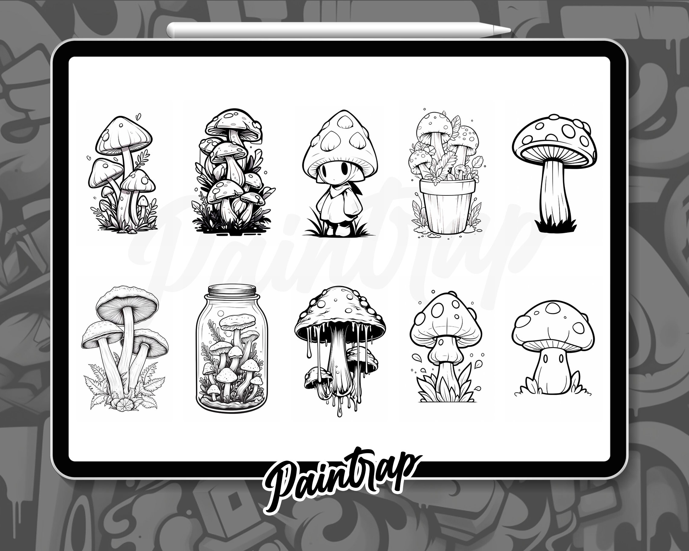 Magic Mushroom Stamp Brushes for Procreate - 70 Mushrooms Stamp Brushes ...