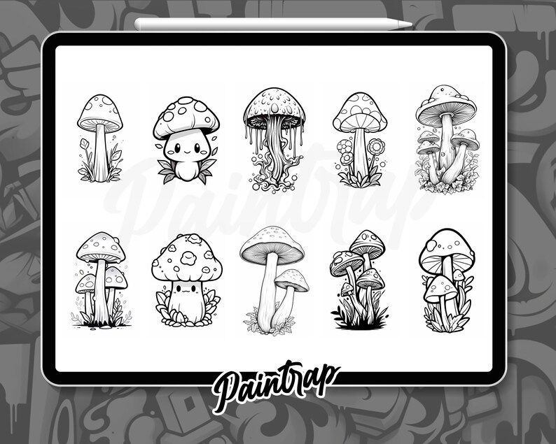 Magic Mushroom Stamp Brushes for Procreate - 70 Mushrooms Stamp Brushes ...
