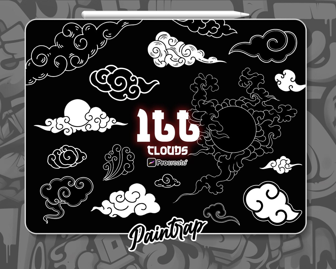 Japanese Cloud Tattoo Stamps for Procreate - 166 Japanese Cloud Kumo ...