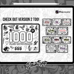 Procreate Flash Tattoo Stamps Bundle - 1000+ Flash Tattoo Style ...