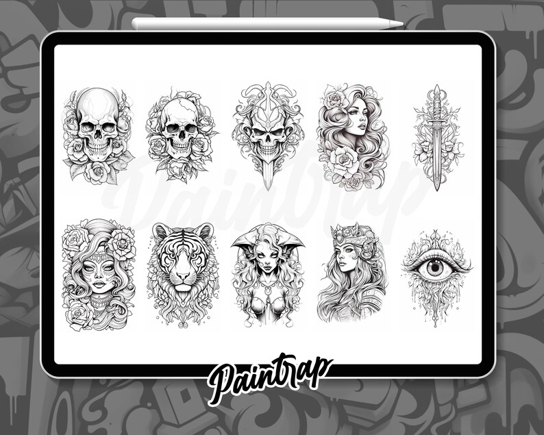 Tattoo Style Stamp Brushes for Procreate 60 Tattoo Stamp Brushes Pack ...