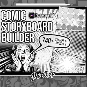 Procreate Comic Storyboard Builder - 740+ Procreate Pop Art Comic Book Creator Stamp Brushes - Easy Access - Instant Digital Download