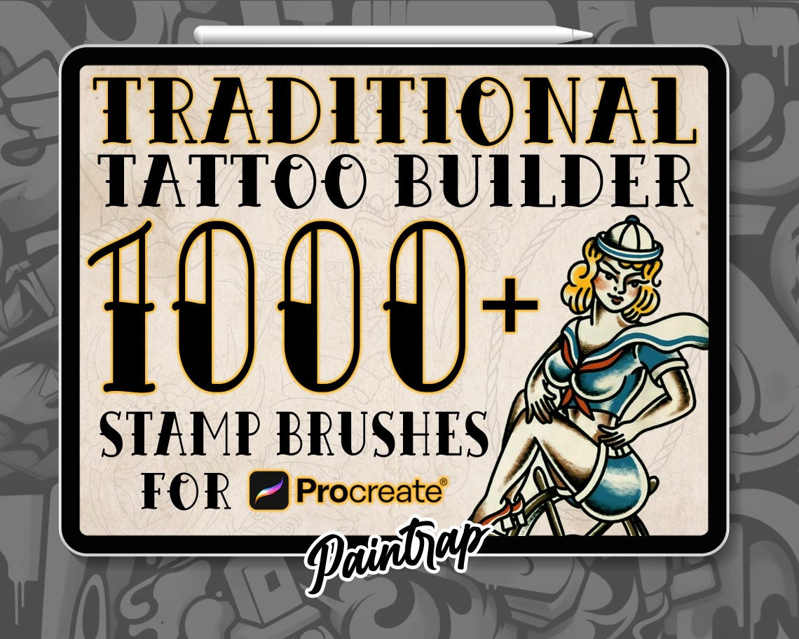 Traditional Tattoo Builder for Procreate - 1000+ Trad Tattoo Stamps ...