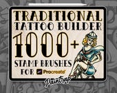 Traditional Tattoo Builder for Procreate - 1000+ Trad Tattoo Stamps, Classic Tattoos, Old School Tattoo Stamps - Instant Digital Download
