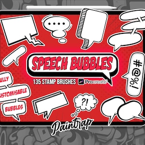 Speech Bubbles Stamp Brushes for Procreate - 135 Comic Cartoon Stencil Template Speech Bubble Stamp Brushes Pack - Instant Digital Download