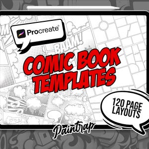 Comic Book Page Layout Templates for Procreate - 120 Comic Page Storyboard Blank Template Stamp Brushes Pack - Instant Digital Download