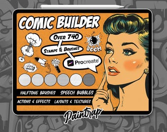 Procreate コミックストーリーボードビルダー - 740種類以上のProcreateポップアートコミックブッククリエイター用スタンプブラシ - 簡単アクセス - インスタントデジタルダウンロード