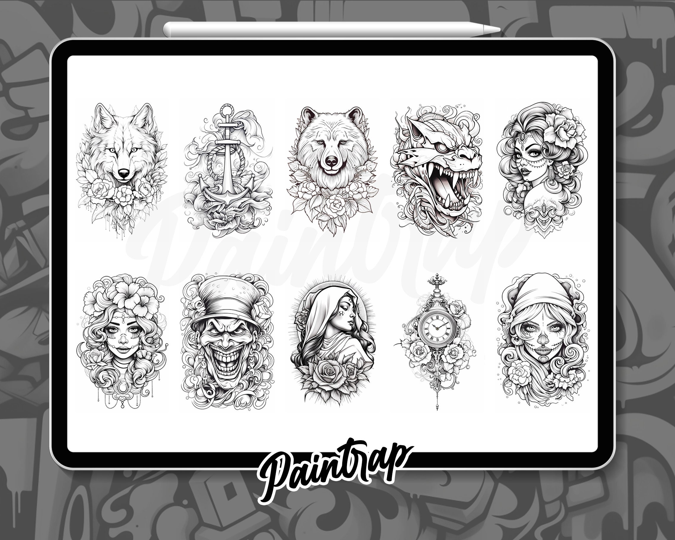 Tattoo Style Stamp Brushes for Procreate - 60 Tattoo Stamp Brushes Pack ...