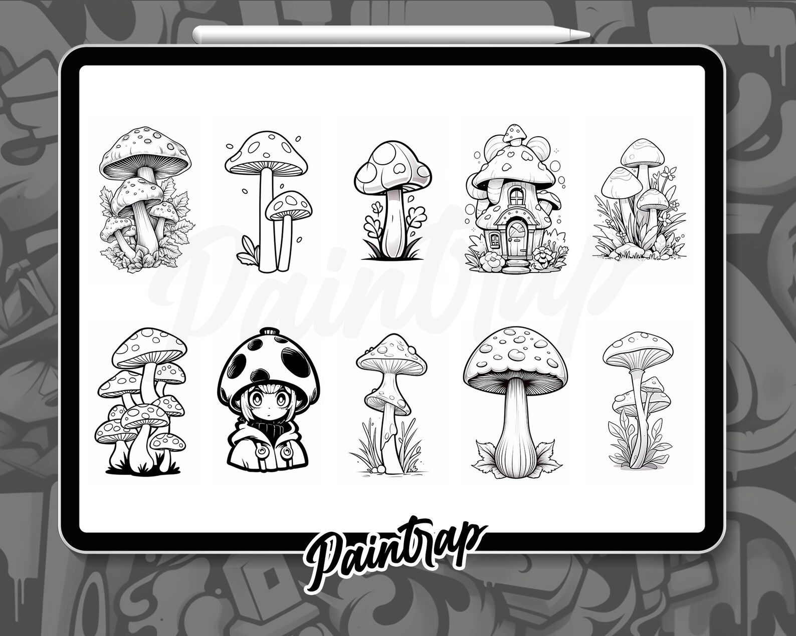Magic Mushroom Stamp Brushes for Procreate - 70 Mushrooms Stamp Brushes ...
