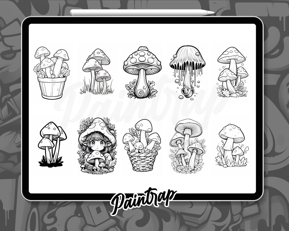 Magic Mushroom Stamp Brushes for Procreate - 70 Mushrooms Stamp Brushes ...