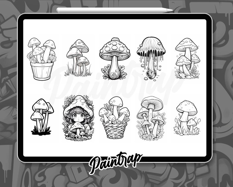 Magic Mushroom Stamp Brushes for Procreate - 70 Mushrooms Stamp Brushes ...