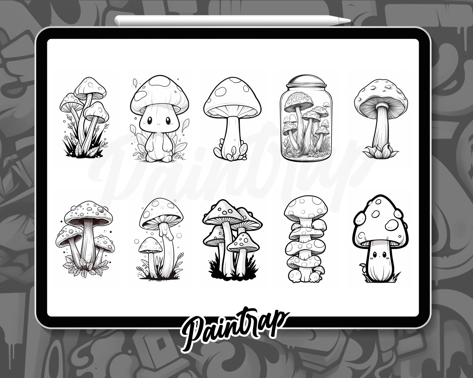 Magic Mushroom Stamp Brushes for Procreate - 70 Mushrooms Stamp Brushes ...