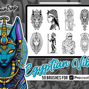 Egyptian Stamp Brushes for Procreate - 50 Ancient Egyptian Style Stamp Brushes Pack - Instant Digital Download
