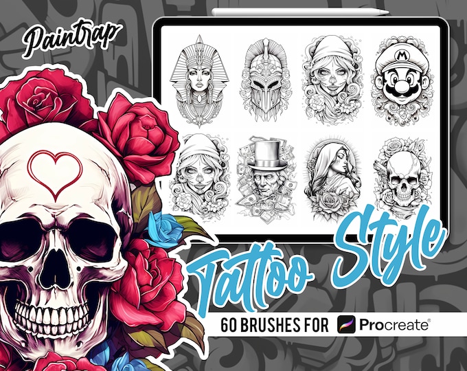Procreate Tattoo Flash Design Stamp Pack | Tattoo Brush Bundle for iPad ...