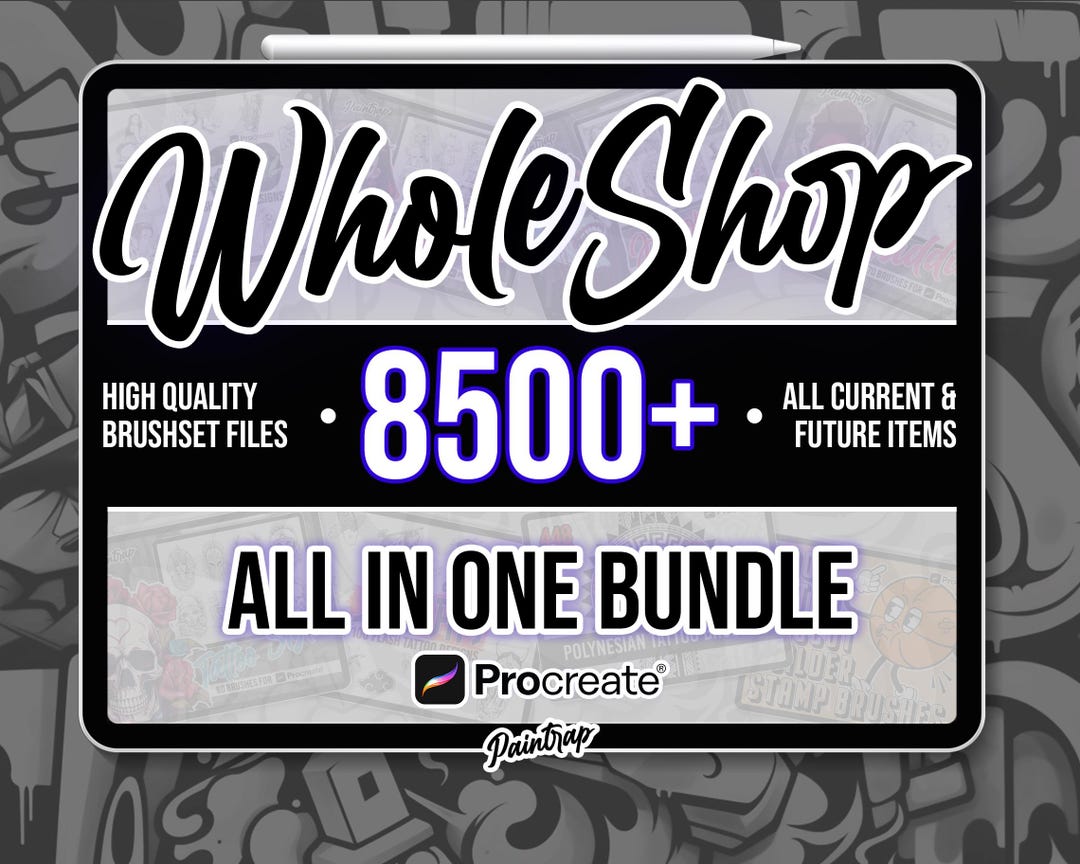 Procreate Stamp Brushes Whole Shop Bundle by Paintrap - 8500+ Stamp ...