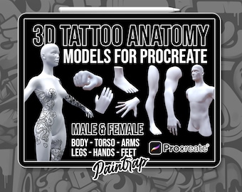 Procreate 3D Tattoo Human Anatomy Models - Tattoo Body Parts - Tattoo Placement Templates - Tattoo Mockup - Instant Digital Download